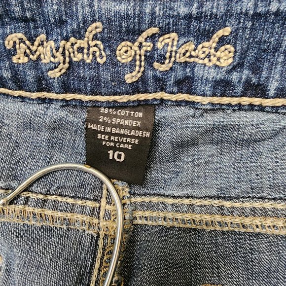 Myth Of Jade Distressed Cuffed Midi Jean Shorts Size 10 - Picture 4 of 7